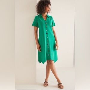 Soft Surroundings Parakeet Green Danielle Button Dress Women’s Size XL